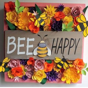 Custom bee and flower wall art